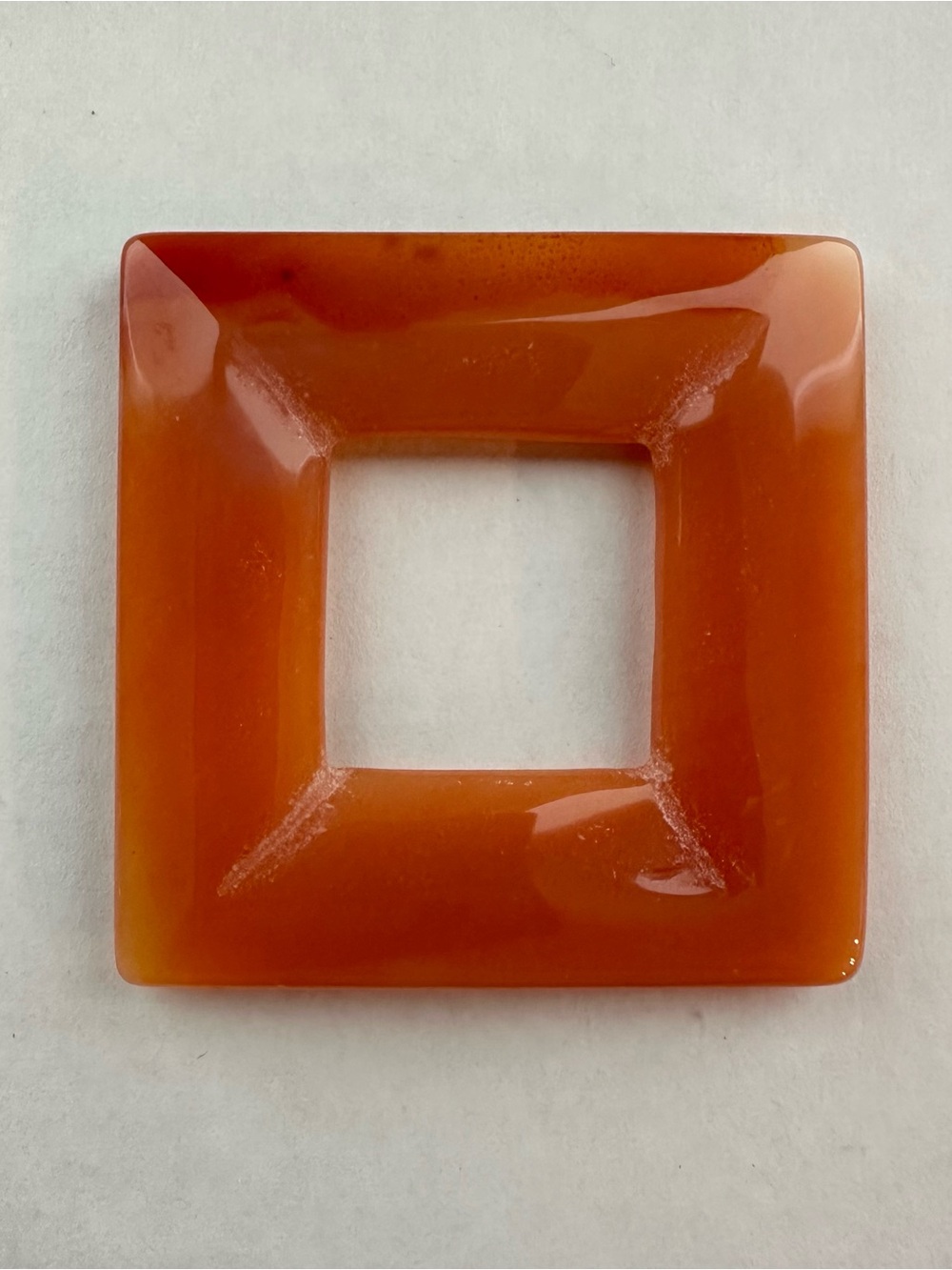 Square Orange/light brown natural stone (agate?) pendant for necklace 2”x2” new